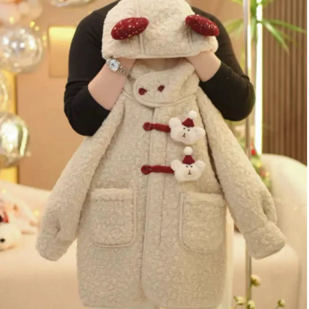 儿童加绒加厚2024冬季新款洋气韩版百搭时尚保暖红色外套