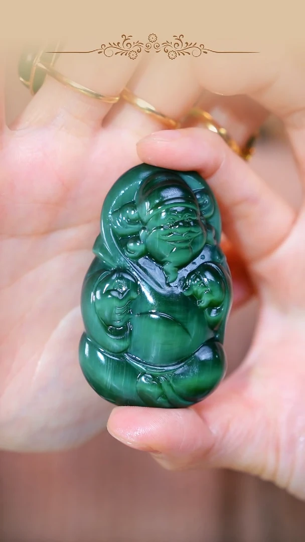 【闪购商品】和田玉吊坠未镶嵌黑猫财神