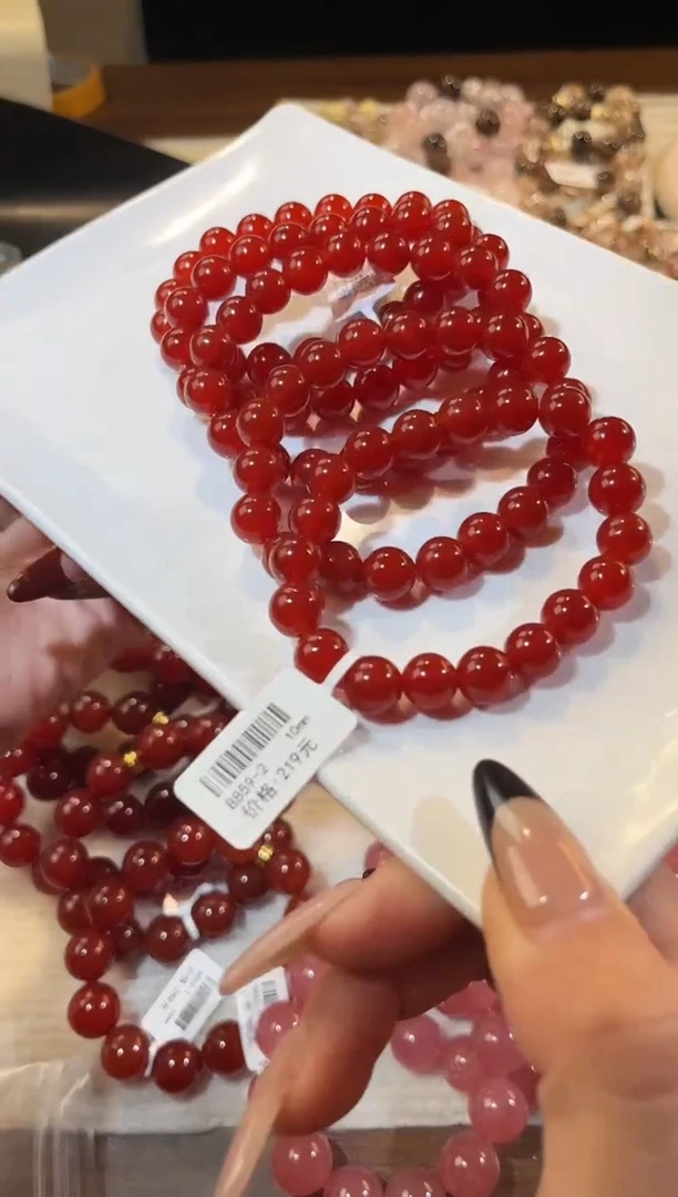 未镶嵌手链水晶多样性发一红玛瑙10mm