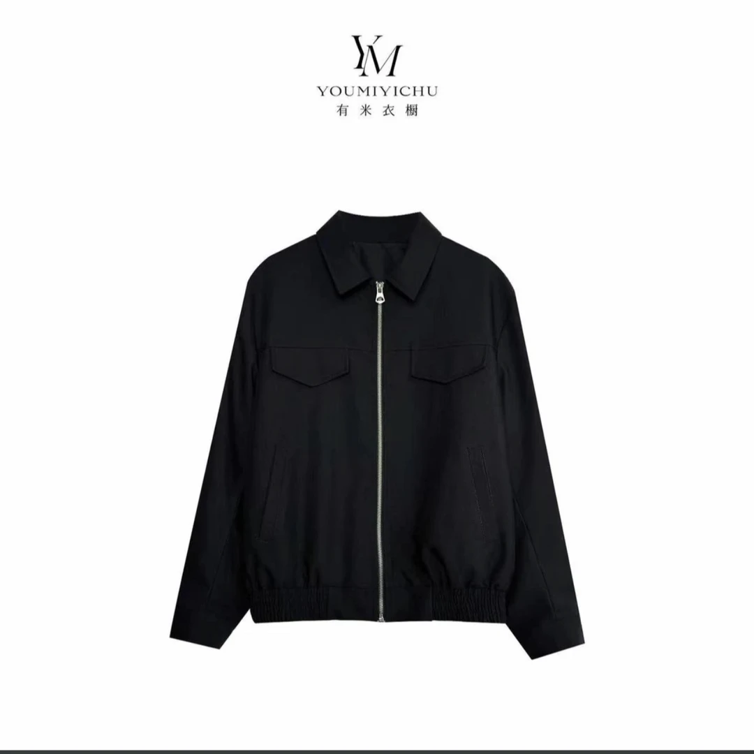 松烟入墨 韩系宽松版翻领机车棒球服2404