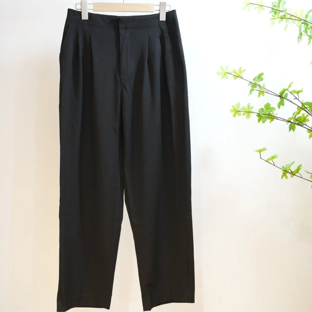 1-858-黑色春秋百搭压褶休闲裤女萝卜裤U