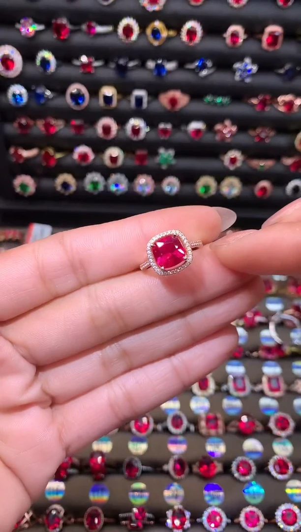 【闪购商品】红宝石戒指银S925镶嵌8玫瑰金