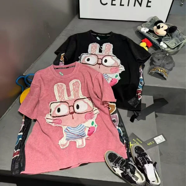 二龙欧货店【假两件兔子长袖T恤设计感】81518