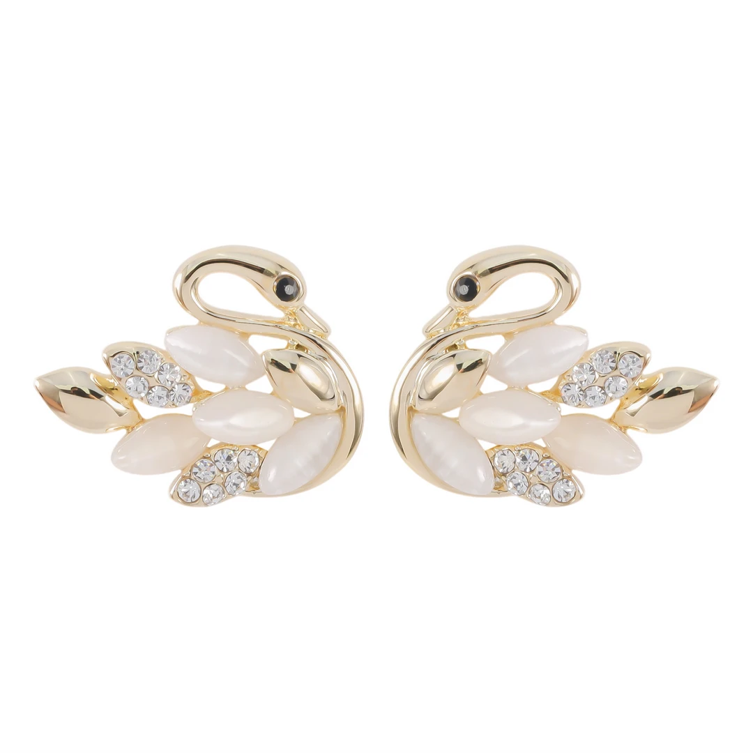 镀k金 925银针 时尚百搭小众天鹅耳钉 0063