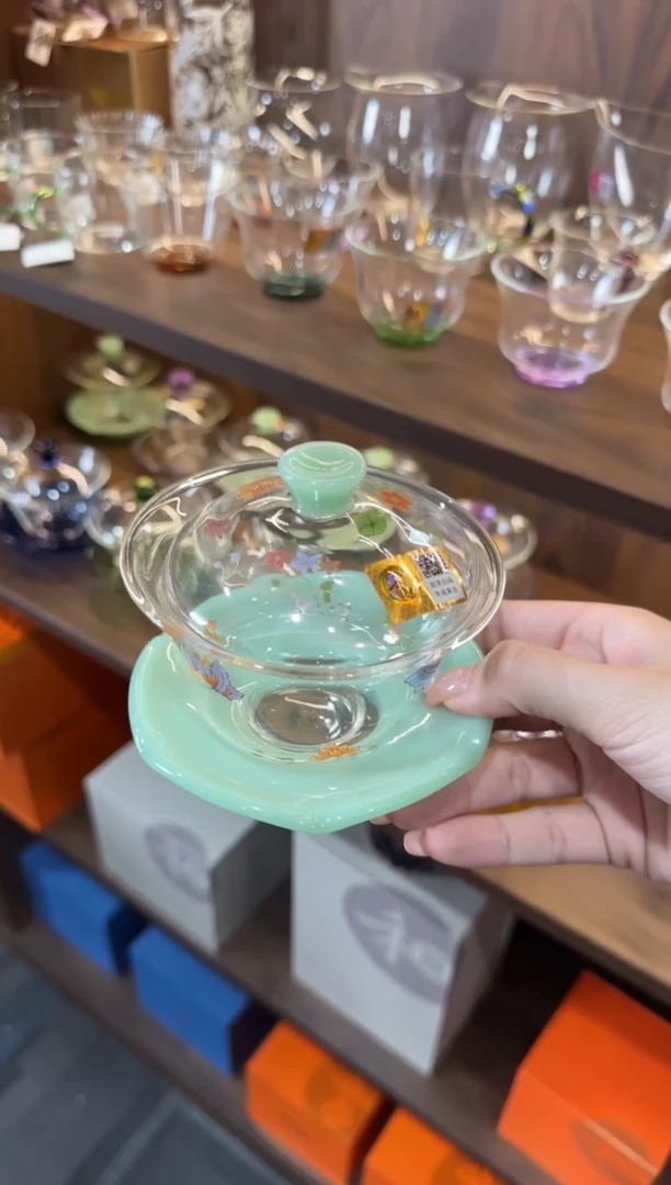 禾器 蝶恋花禅语盖碗浅玉色