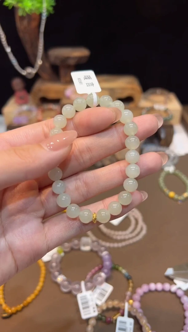 手链18K金镶嵌和田玉手饰@@A5581