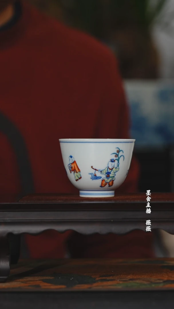 【闪购商品】涂杏花斗彩七子纳福杯@@txh350