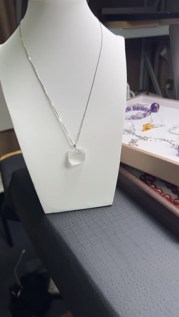 吊坠(赠链)银S925镶嵌水晶白水晶kitty吊坠