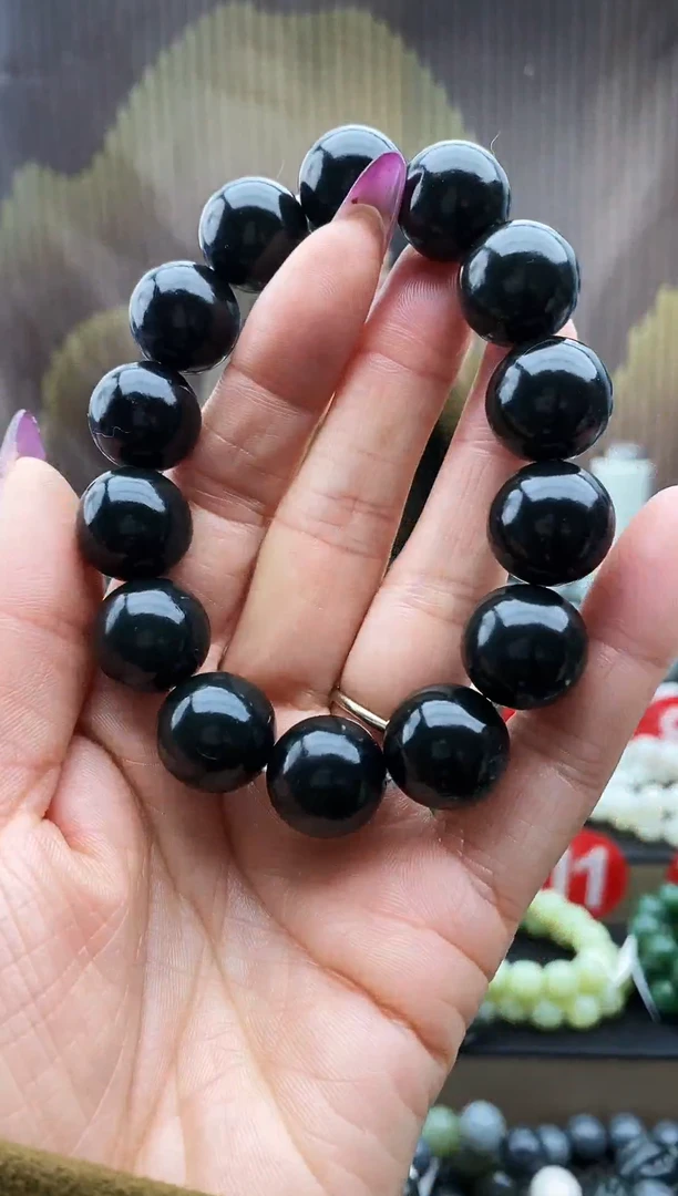 未镶嵌手串和田玉黑青16