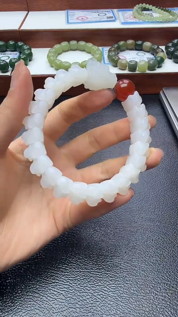 未镶嵌手串和田玉野牛沟白玉龙骨精品手串