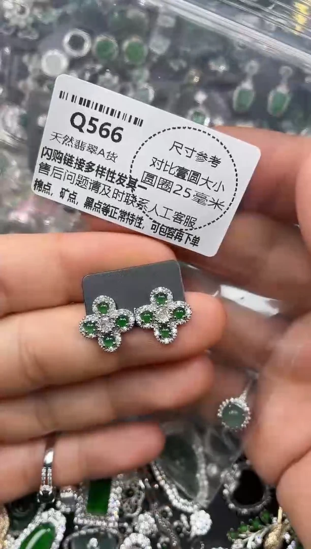 颈饰未镶嵌翡翠Q566耳钉