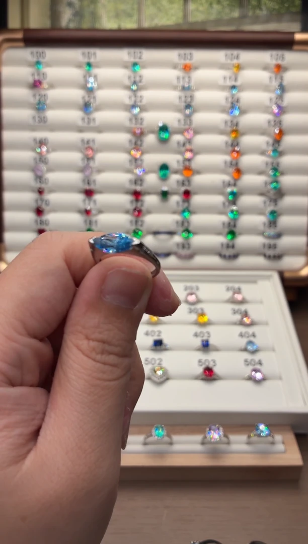 银S925镶嵌戒指海蓝宝石0554