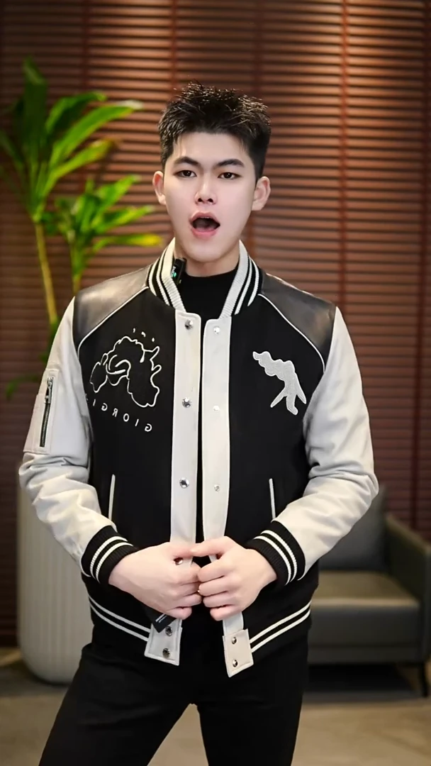 48码（100-125斤）男士真皮拼接棉夹克