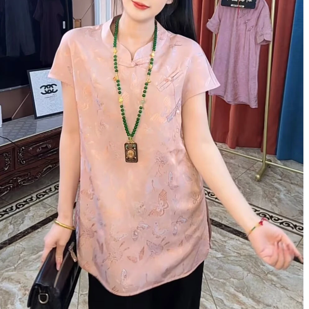 2025新款（彩蝶纷飞）新中式国风盘扣提花衫#9919