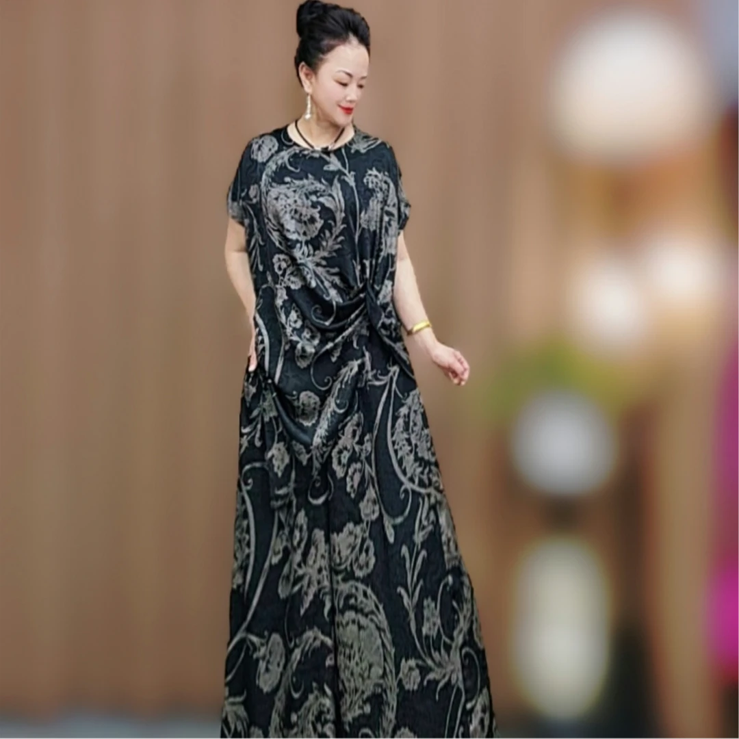 8503款 时尚套装 洋气显瘦 气质优雅 夏季短袖 潮流印花 中长款