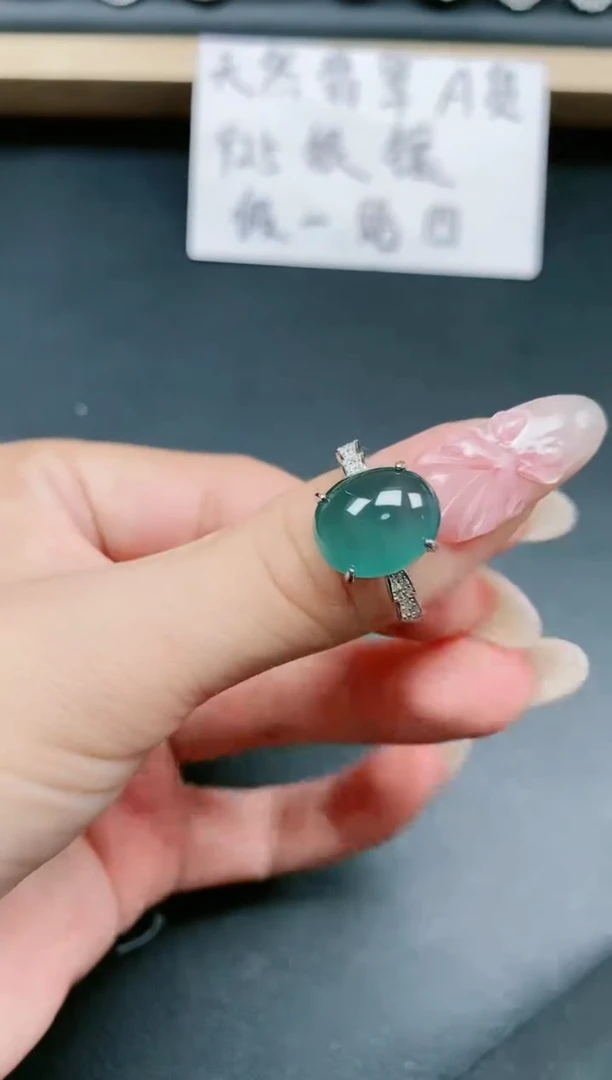 翡翠戒指银S925镶嵌111111