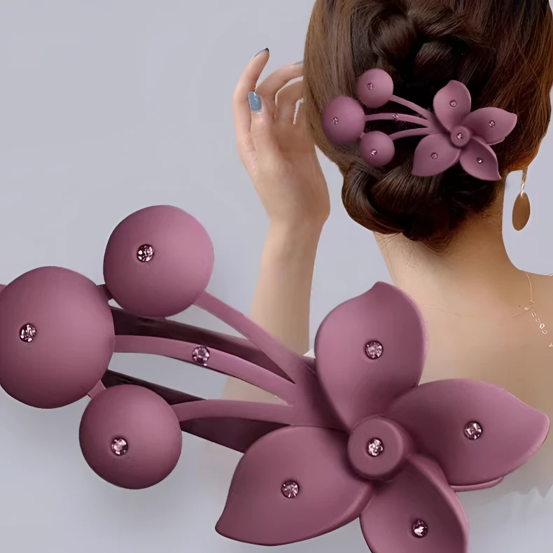 新款时尚花朵洋气头发夹子发卡女后脑勺盘发气质网红抓夹发饰头饰
