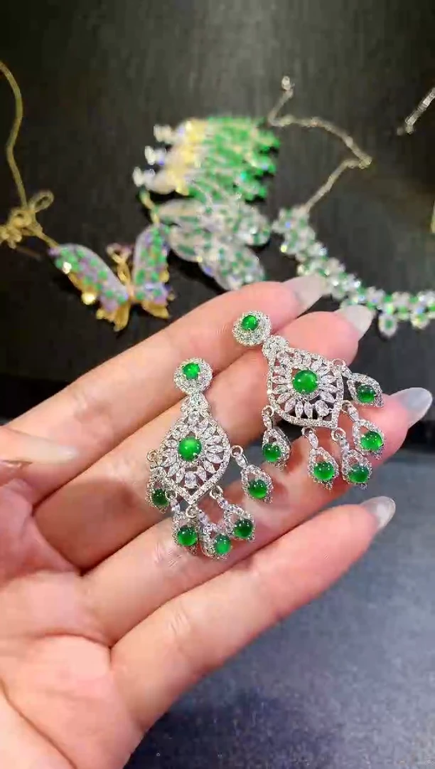 【闪购商品】翡翠耳饰银S925镶嵌259耳饰