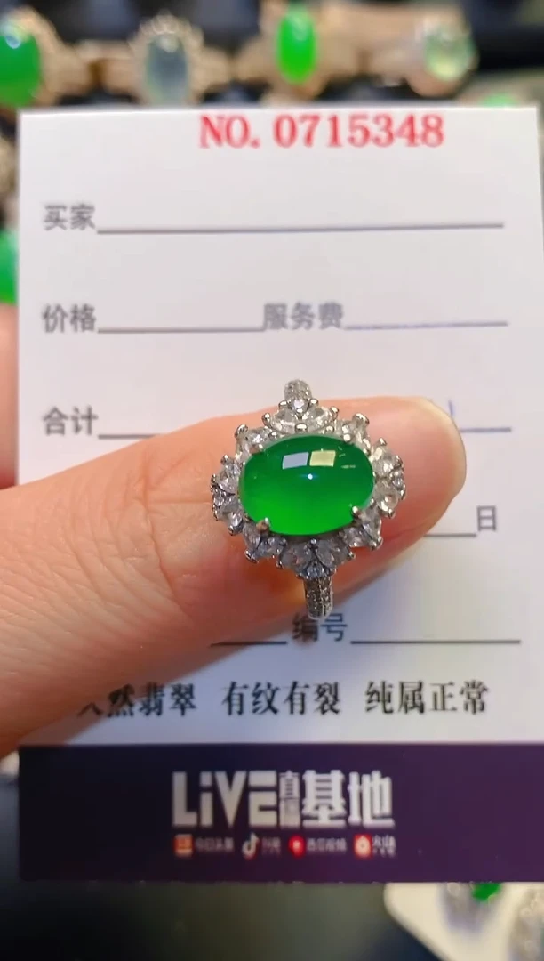 银S925镶嵌翡翠耳饰天然