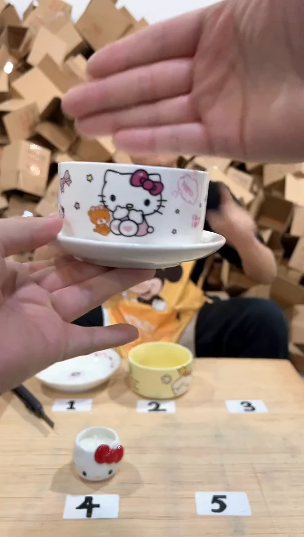 瓷片白色kt猫一杯一碟