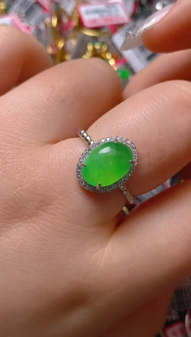 银S925镶嵌戒指翡翠百内无证书