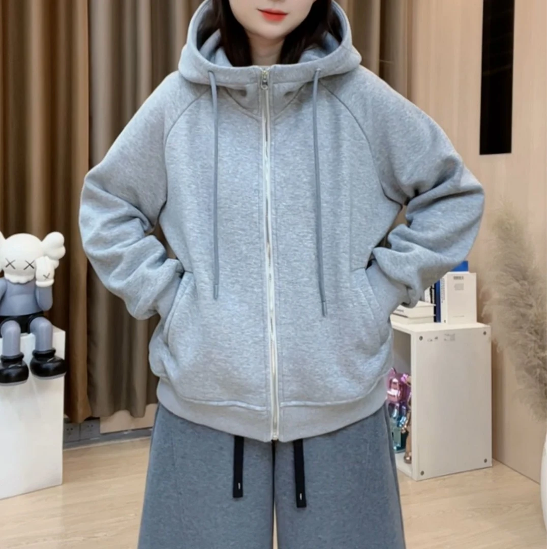 2025秋冬新款女装韩版百搭卫衣外套休闲宽松拉链外套B277