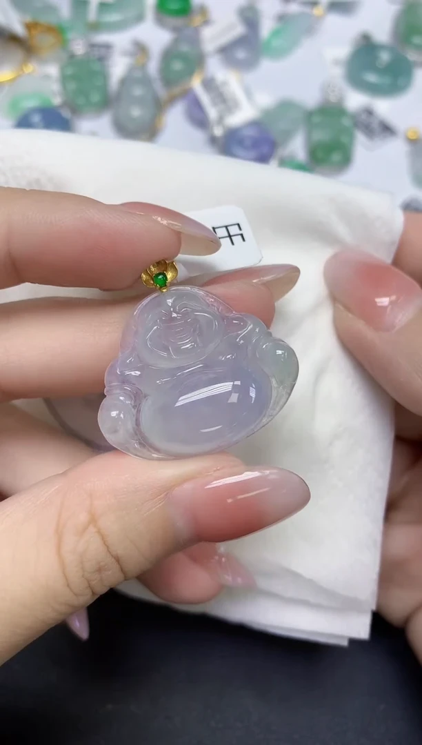 颈饰18K金镶嵌翡翠天然缅甸翡翠A货百元以上9元证书费自理