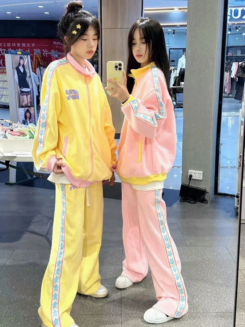 2025年早秋洋气休闲运动套装学院风甜妹卫衣外套阔腿裤时尚两件套