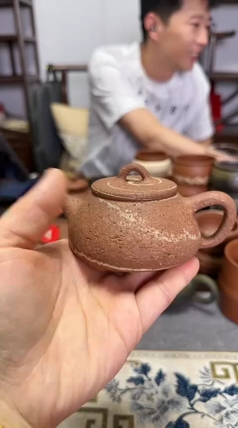 泥塑?****?120CC粗陶石瓢壶，全手工