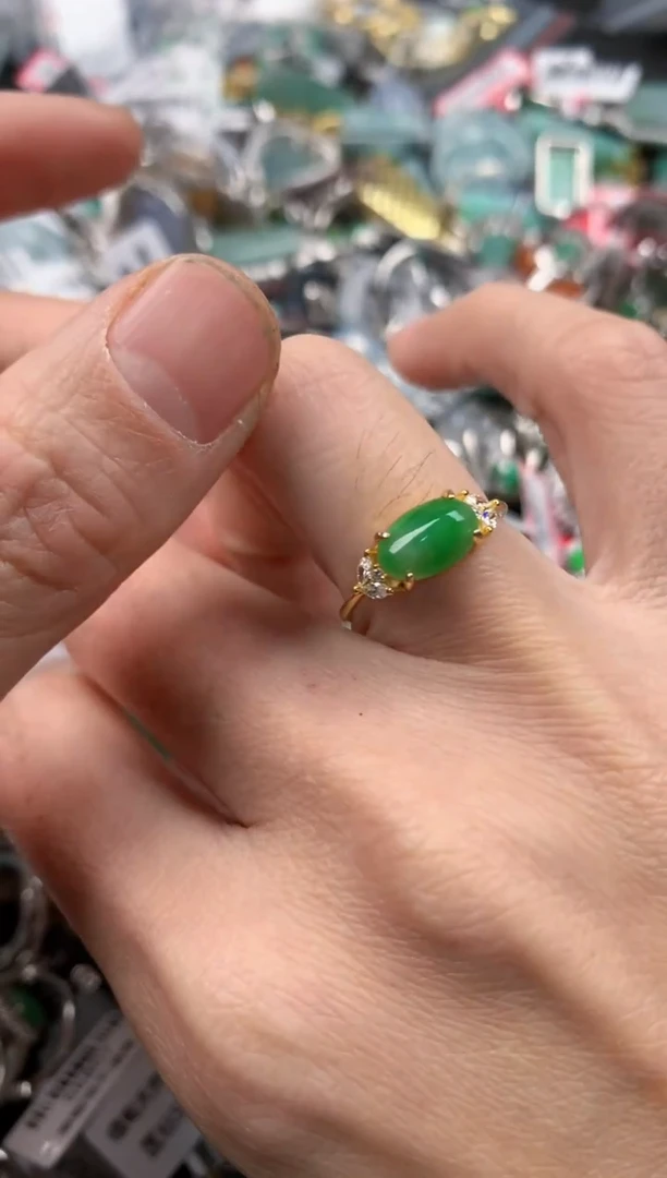 银S925镶嵌戒指翡翠1                         5