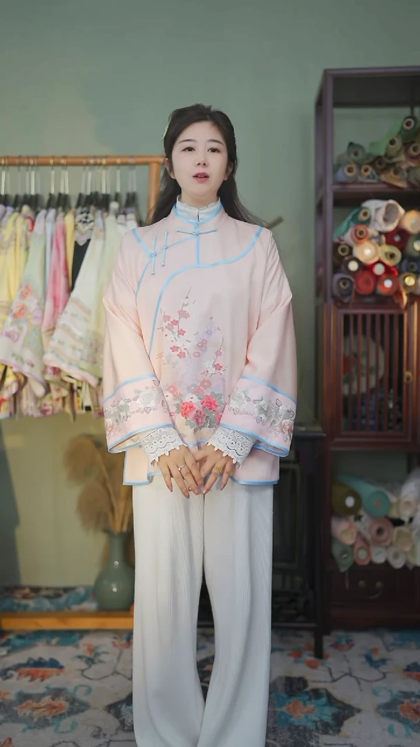 【闪购商品】织绣双层粉色上衣