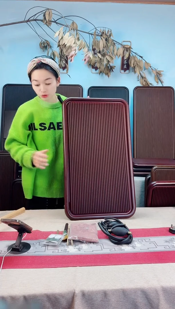 一*在大海红色茶盘70*40*4