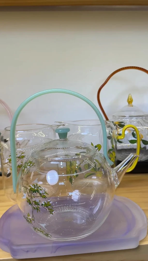 手工艺品玻璃九河抱月壶绿把梨花白燕