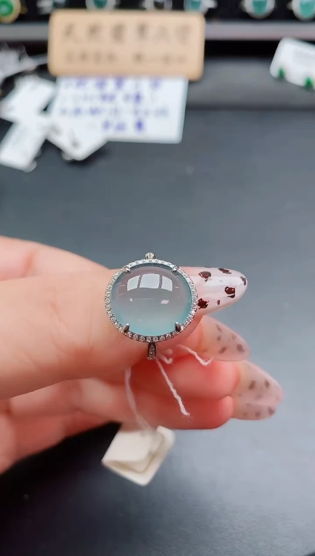 银S925镶嵌戒指翡翠1