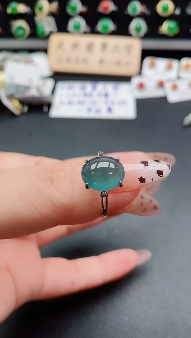 银S925镶嵌戒指翡翠1