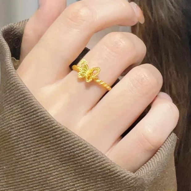 双层闪耀戒指女蝴蝶气质指环百搭款指环