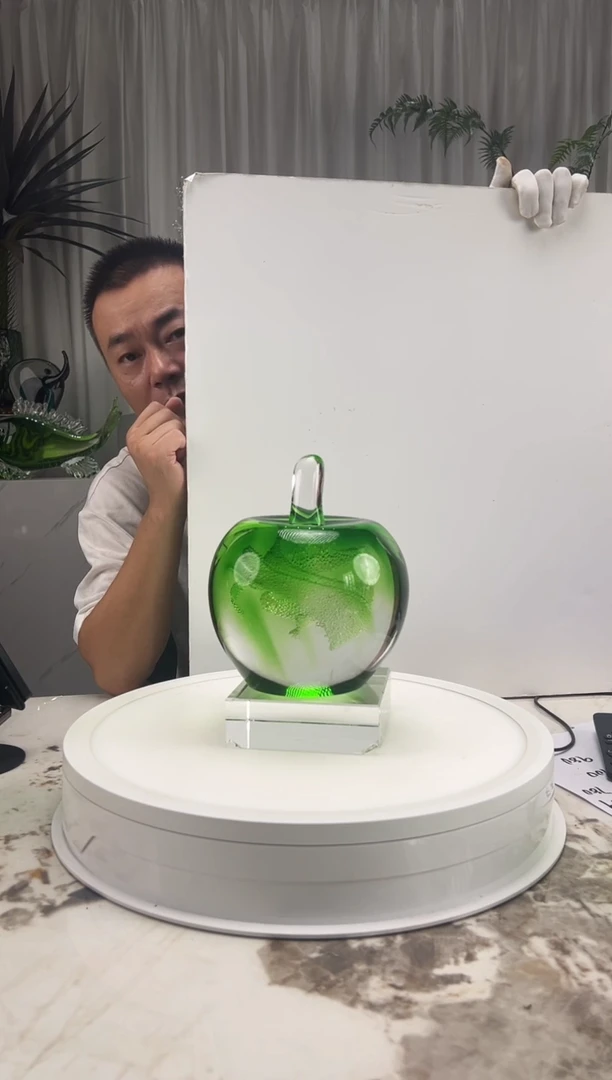 摆件琉璃水晶苹果+底座