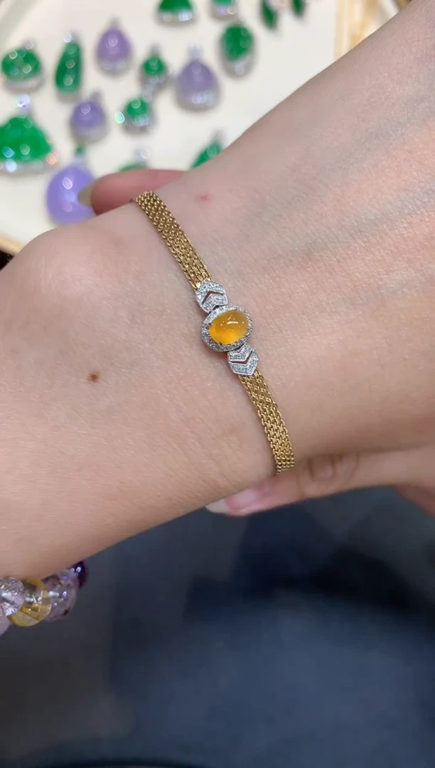 18K金镶嵌手链翡翠D837|3980