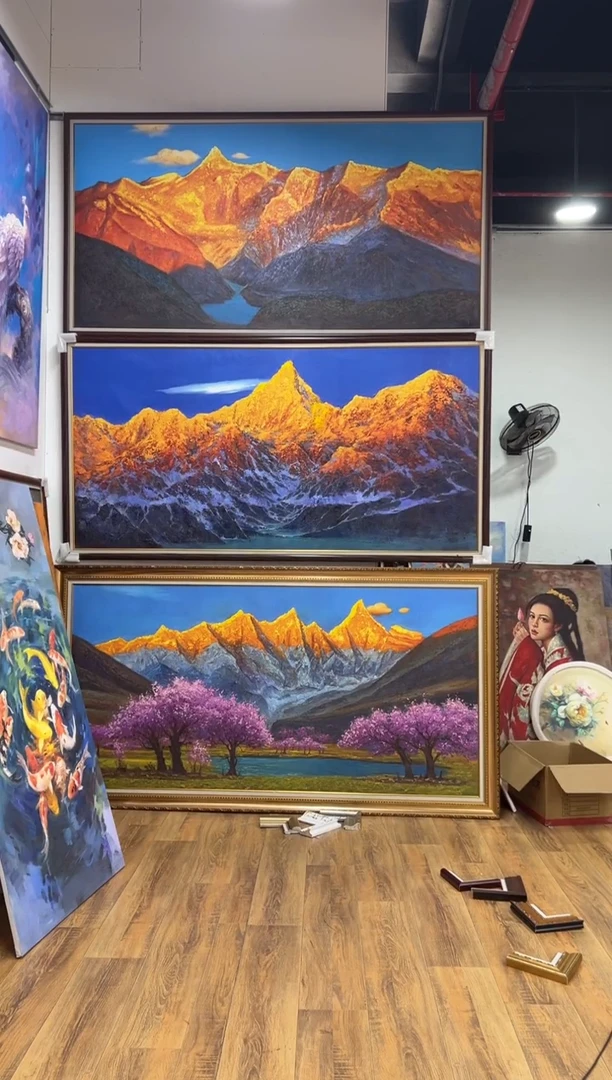 油画春***客金山办公室客厅茶室玄关客厅挂画油画版画