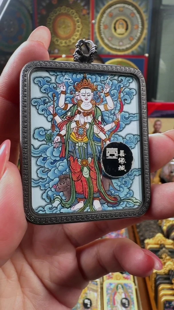 吊坠 壹善缘城手绘唐卡摩利支天