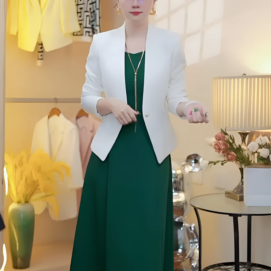 2025秋冬新款休闲静奢风一粒扣女士西装职业装长袖小个子短款外套