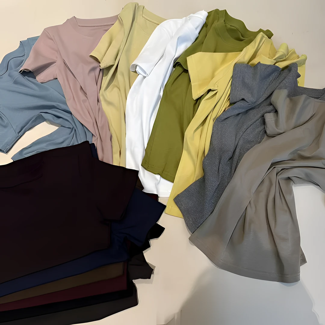 《优麦汇》Y1172春夏款低领设计感时尚百搭短袖显瘦上衣女