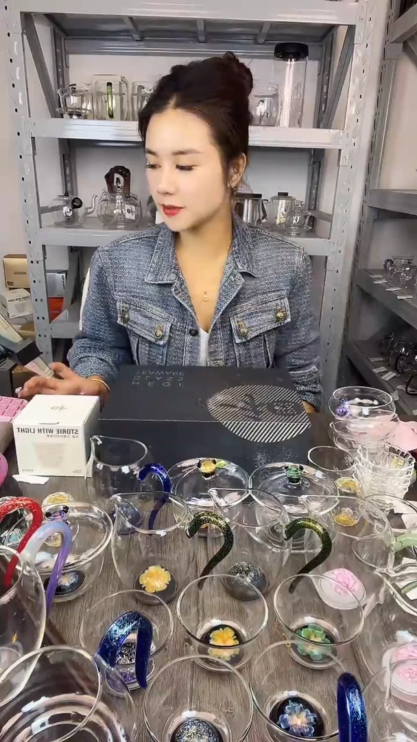 手工艺品玻璃风谜 清雅杯墨绿色