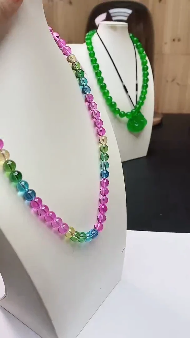 无非金属彩虹色系碧碧项链