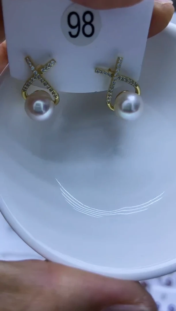 银S925镶嵌耳饰海水珍珠98