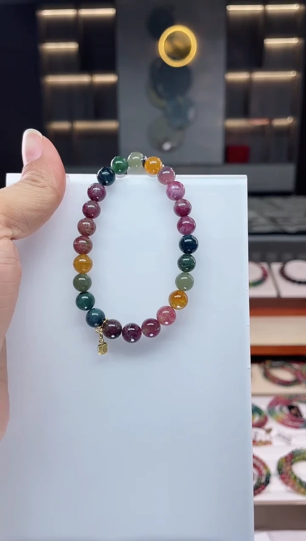 未镶嵌老矿碧玺单圈手串7mm+碧玺（多样性发一条）Q