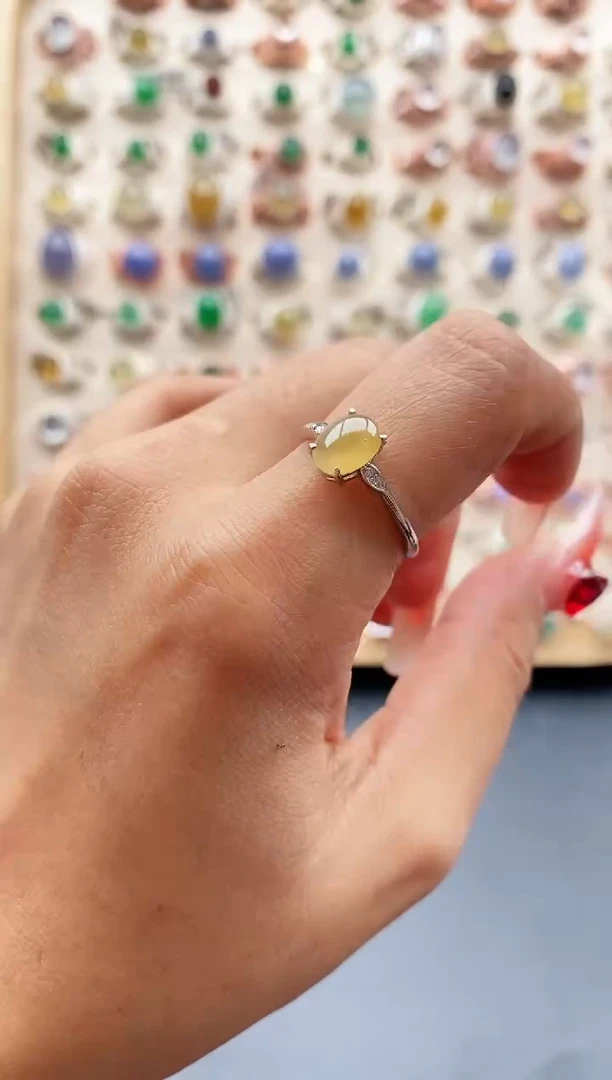 【闪购商品】翡翠戒指银S925镶嵌缅甸天然A货翡翠333 4+9