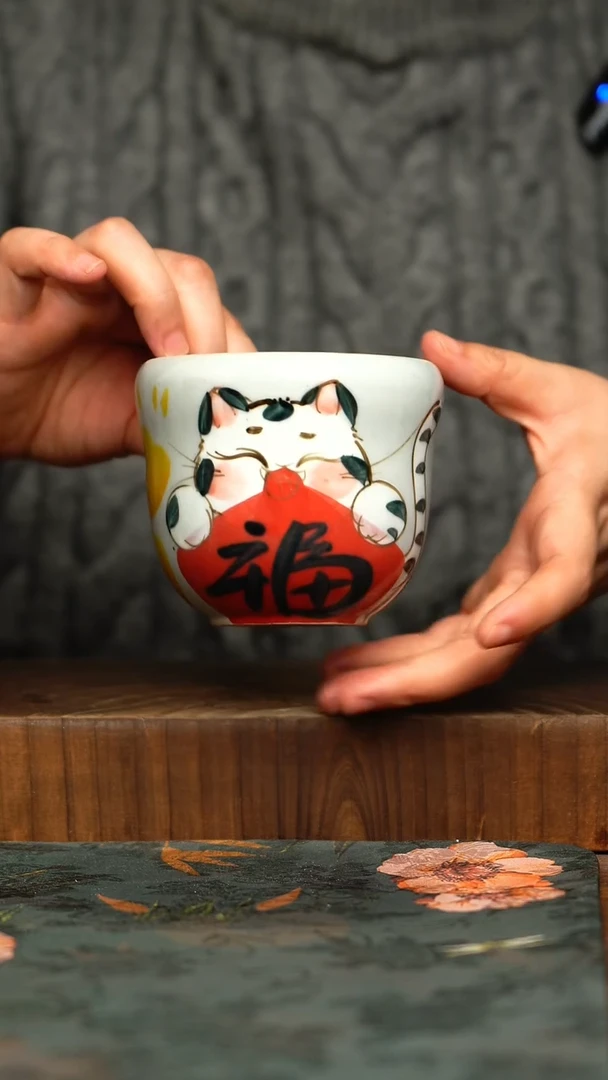 杯釉下彩手工手绘同款陶器