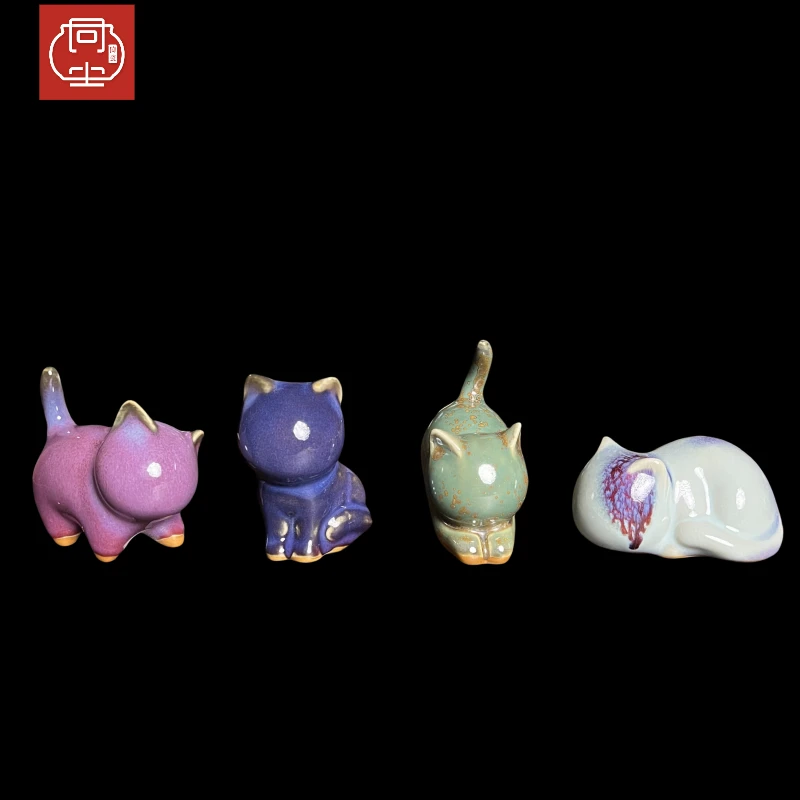 钧瓷萌猫摆件陶瓷精品摆件创意摆件送人送礼物佳品中式创意高档