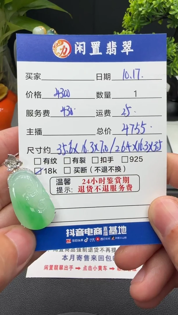 颈饰18K金镶嵌翡翠翡翠吊坠